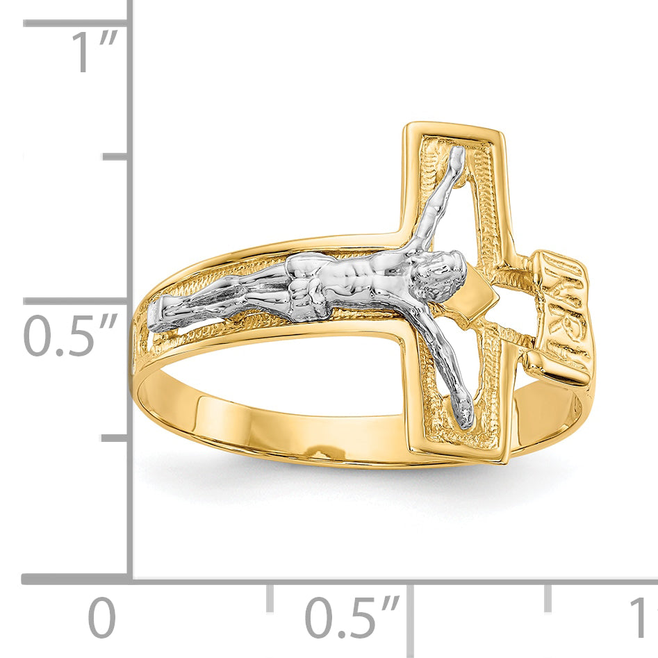 10K Two-Tone 10K Crucifix Men'S Ring