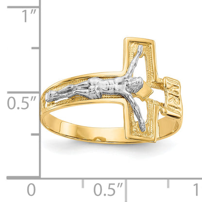 10K Two-Tone 10K Crucifix Men'S Ring