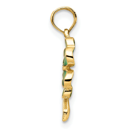 10K Yellow Gold 10K 4-Leaf Clover Enameled Pendant