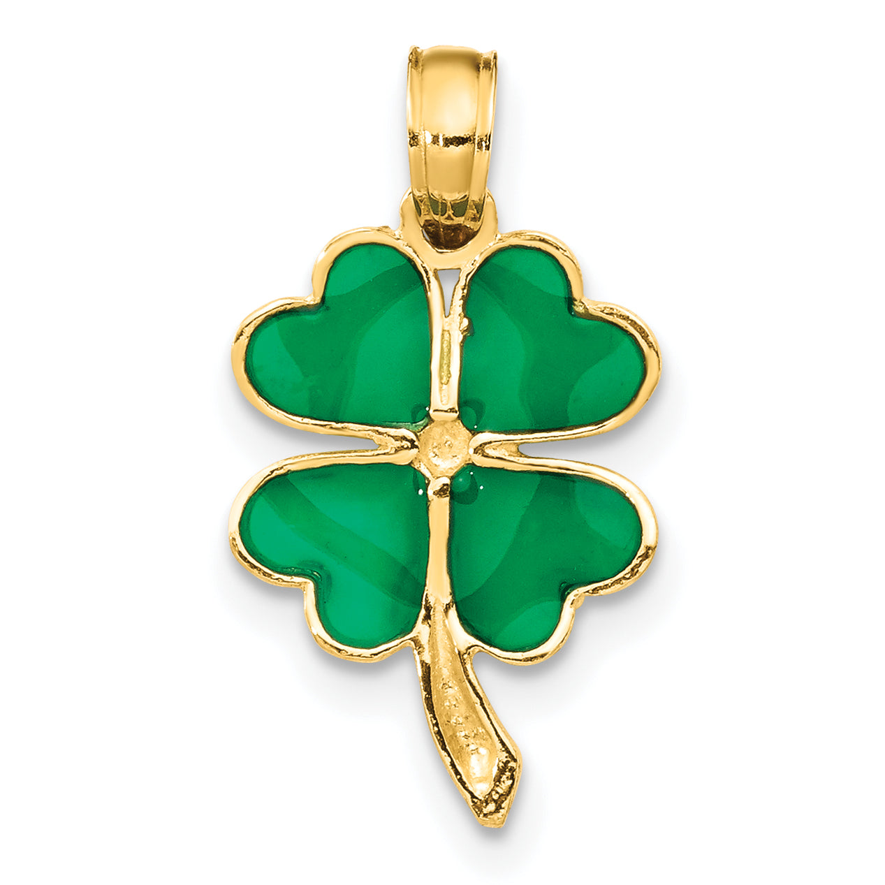 10K Yellow Gold 10K 4-Leaf Clover Enameled Pendant