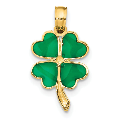 10K Yellow Gold 10K 4-Leaf Clover Enameled Pendant