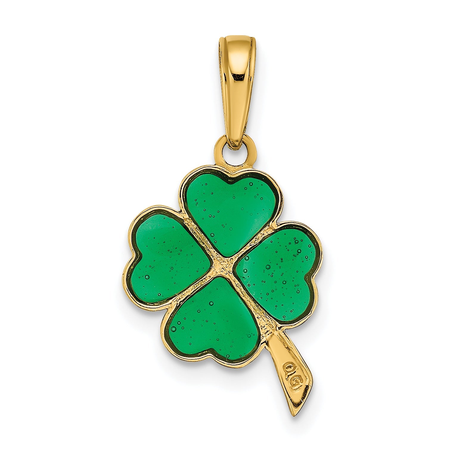10K Yellow Gold 10K 4-Leaf Clover Enameled Pendant