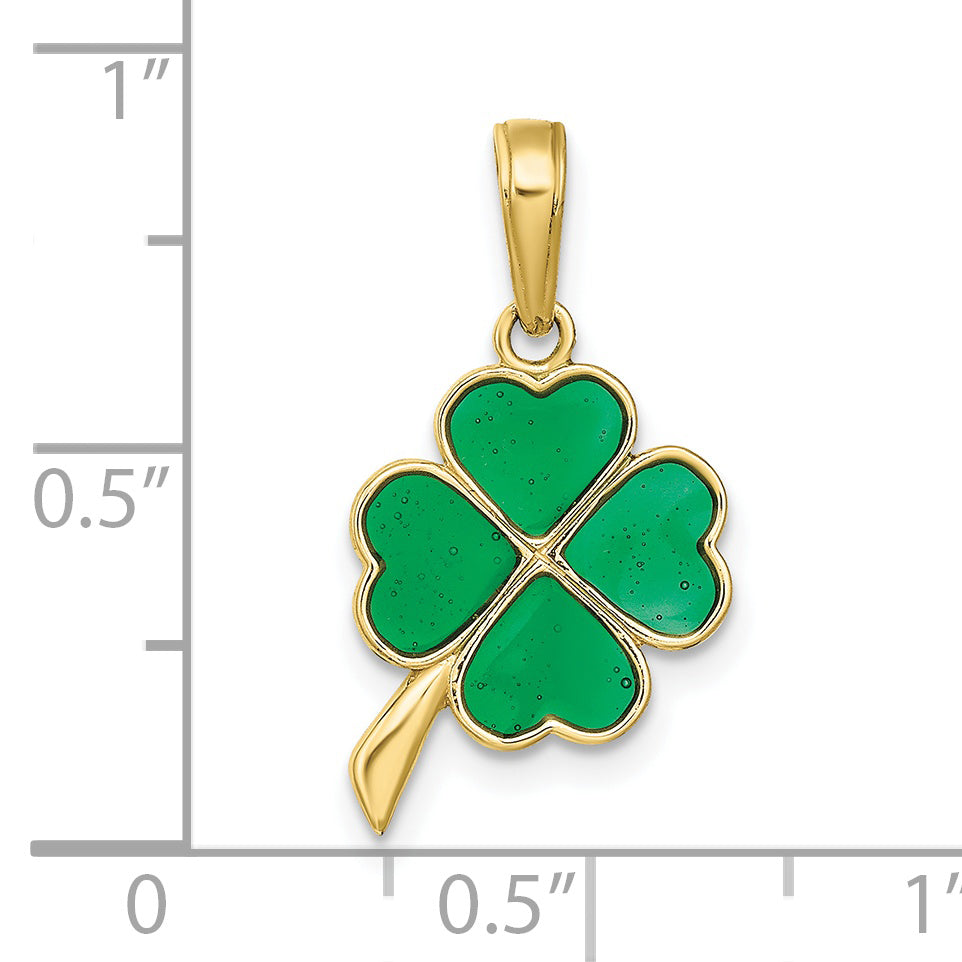 10K Yellow Gold 10K 4-Leaf Clover Enameled Pendant