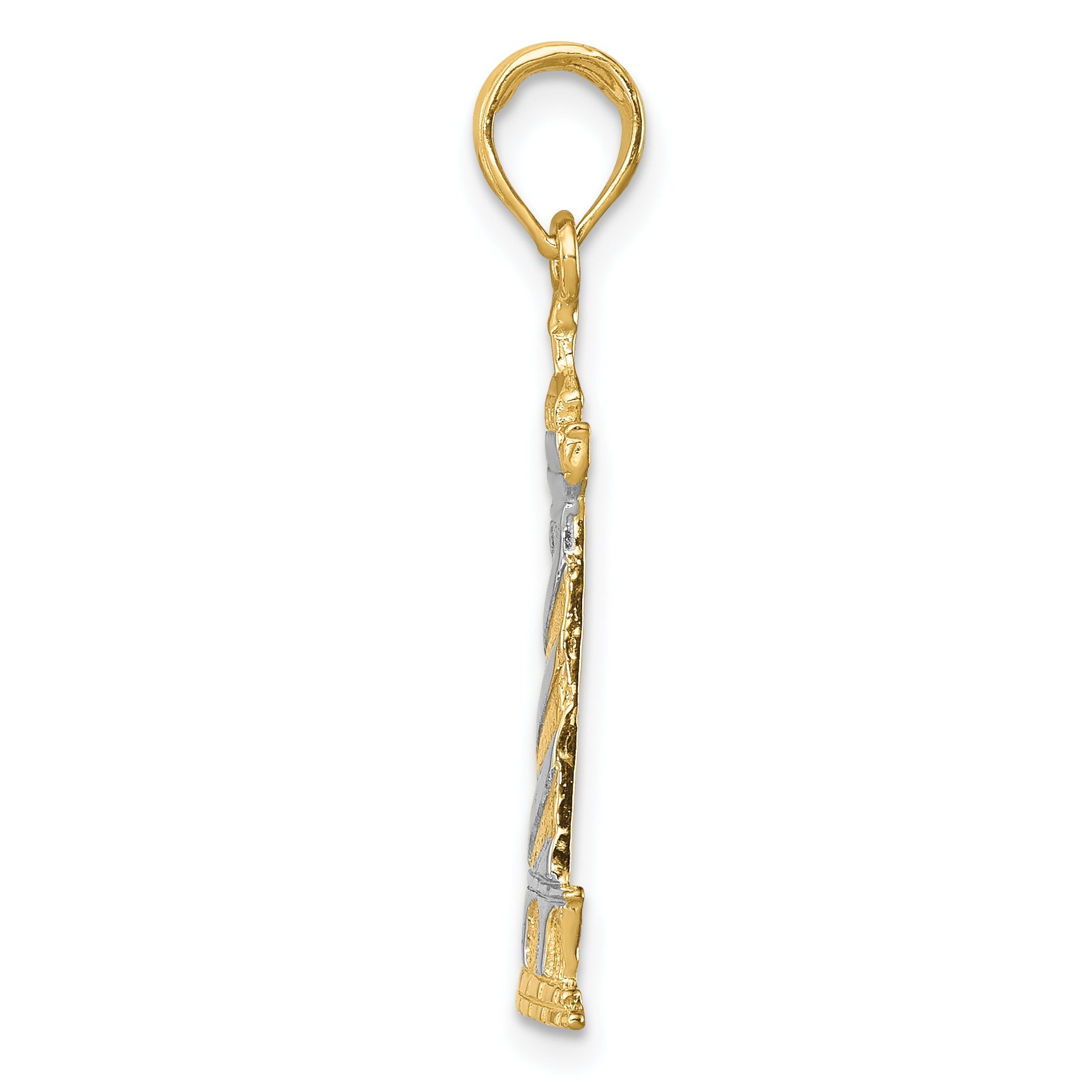 10K Yellow W/Rhodium 10K And Rhodium Cape Hatteras Lighthouse Pendant