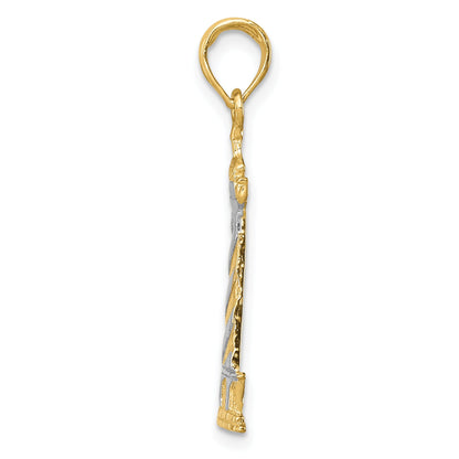 10K Yellow W/Rhodium 10K And Rhodium Cape Hatteras Lighthouse Pendant