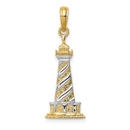 10K Yellow W/Rhodium 10K And Rhodium Cape Hatteras Lighthouse Pendant