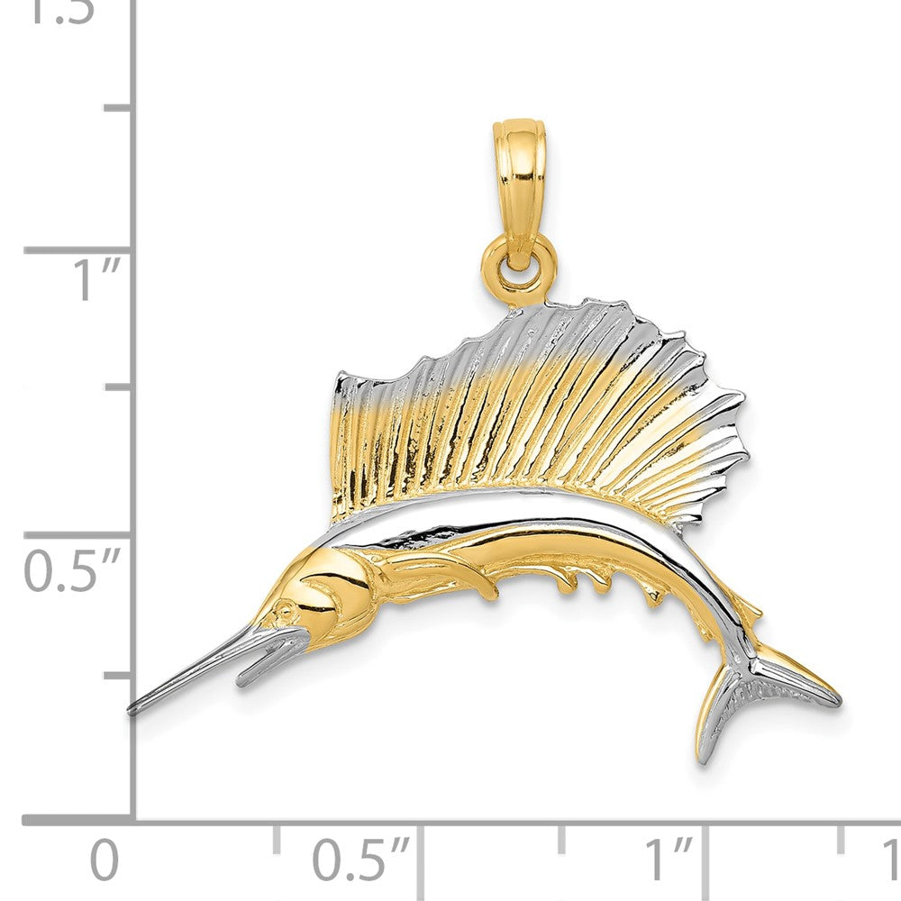 10K Yellow W/Rhodium 10K & Rhodium Sailfish Pendant
