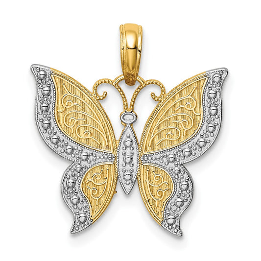 10K Yellow W/Rhodium 10K W/ Rhodium Butterfly Charm
