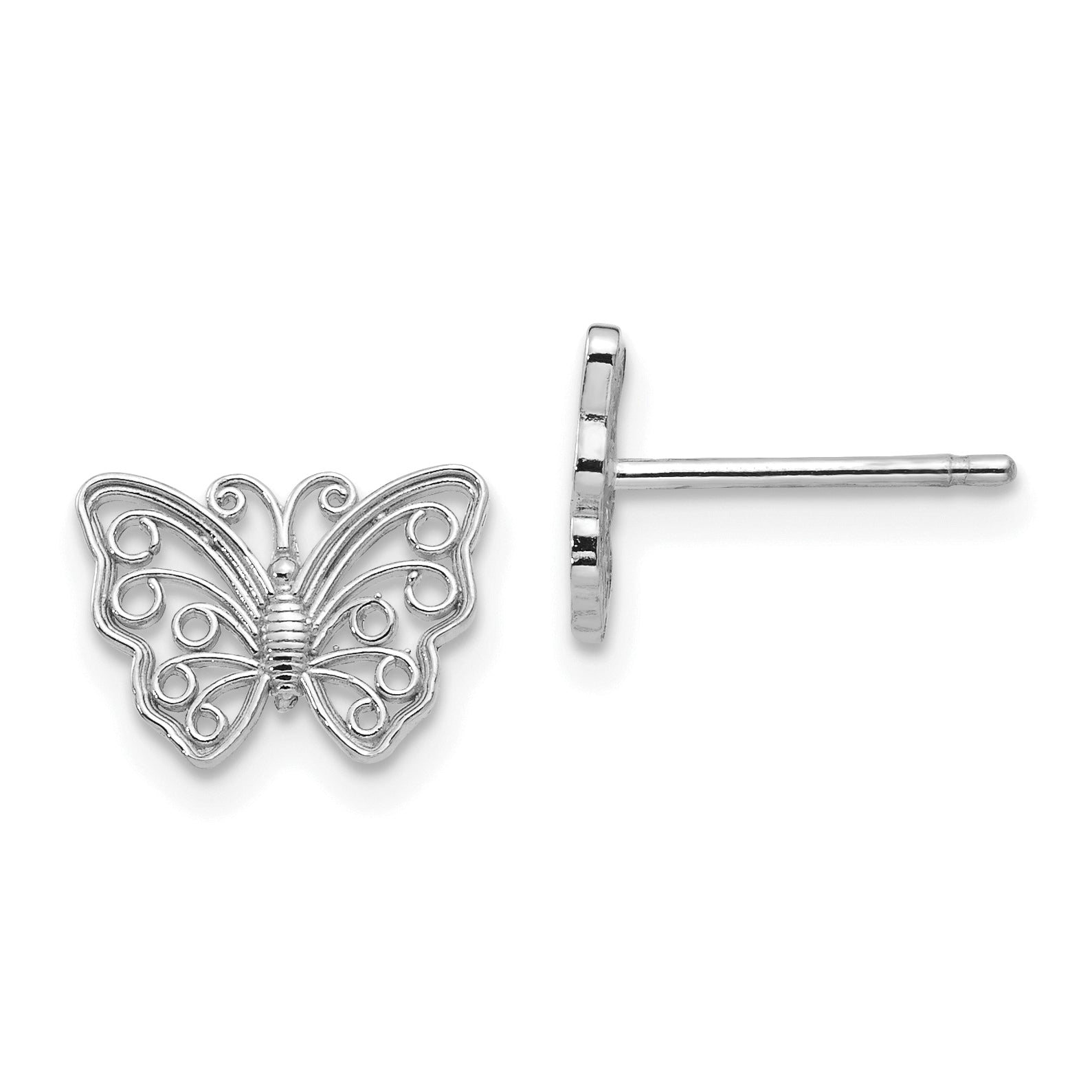 10K White Gold 10K Butterfly Post Earrings