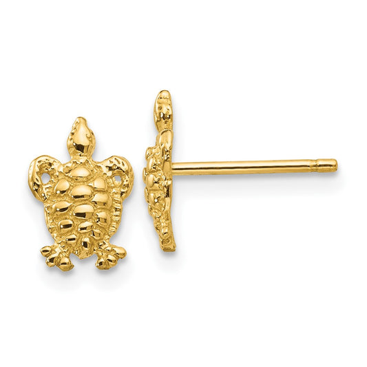 10K Yellow Gold 10K Mini Turtle Post Earrings