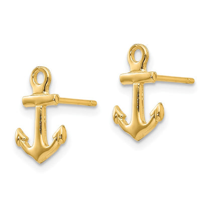 10K Yellow Gold 10K Anchor Post Earrings