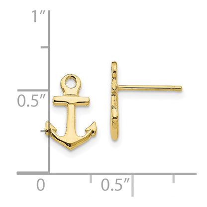 10K Yellow Gold 10K Anchor Post Earrings