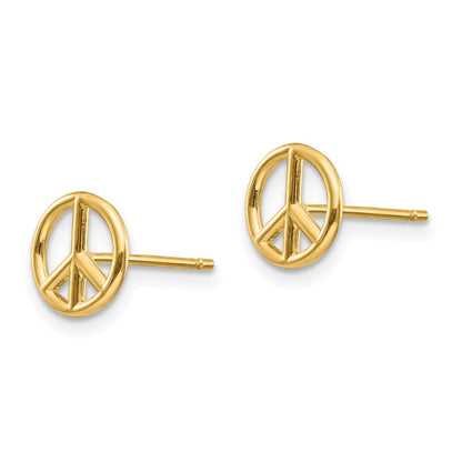 10K Yellow Gold 10K Polished Peace Symbol Post Earrings