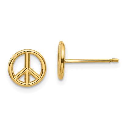 10K Yellow Gold 10K Polished Peace Symbol Post Earrings
