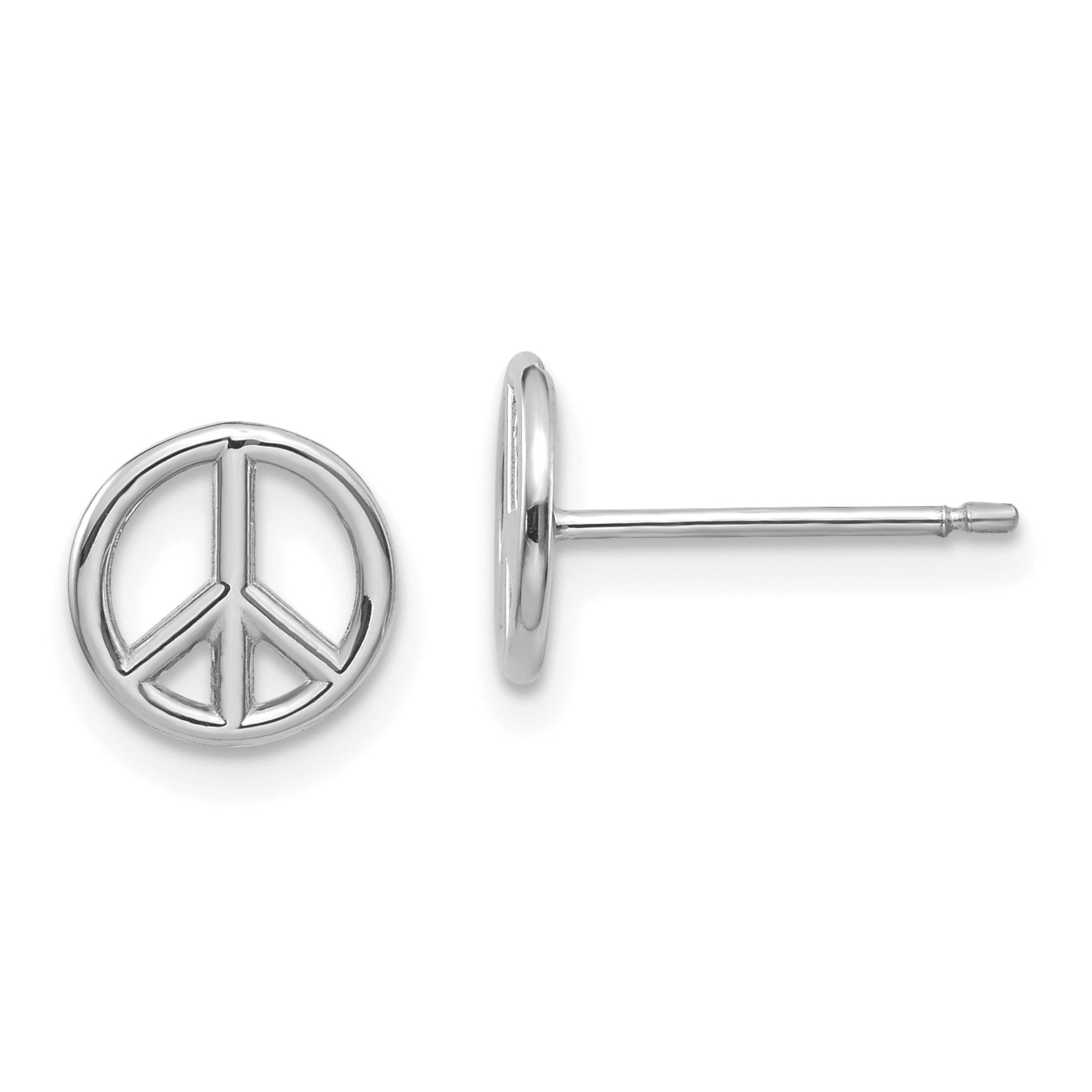 10K White Gold 10K Polished Peace Symbol Post Earrings