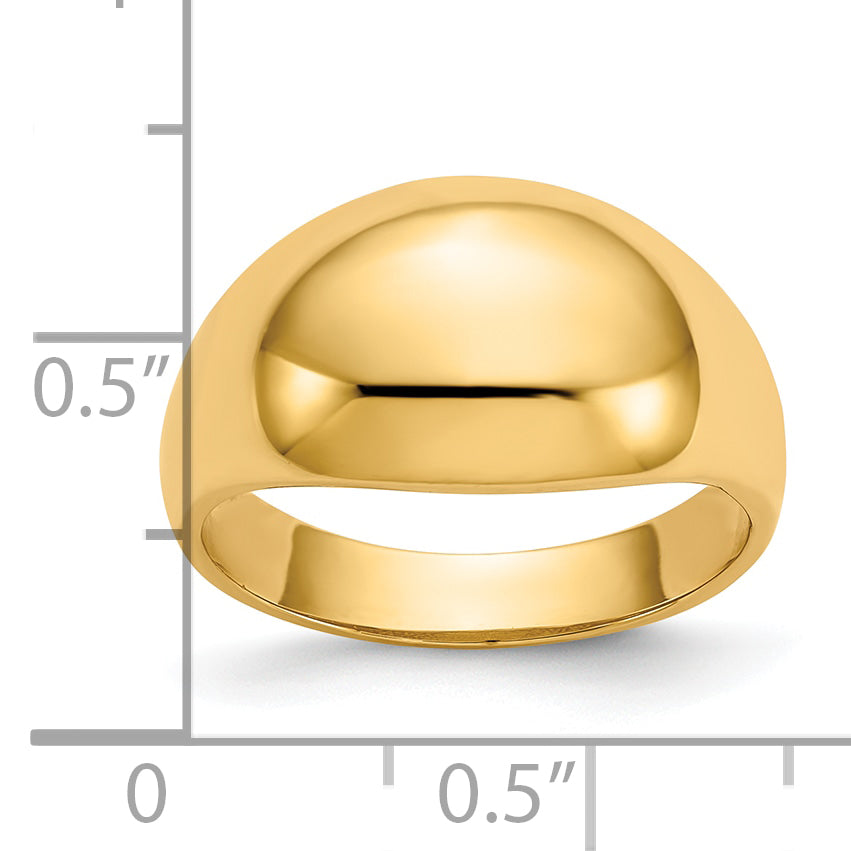 10K Yellow Gold 10K 10mm Domed-Top Tapered Cigar Band Ring