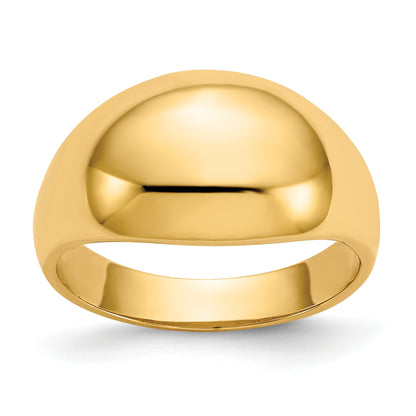 10K Yellow Gold 10K 10mm Domed-Top Tapered Cigar Band Ring