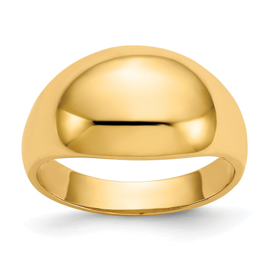 10K Yellow Gold 10K 10mm Domed-Top Tapered Cigar Band Ring