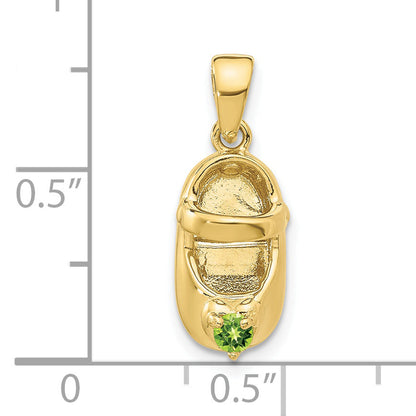 10K Yellow Gold 10K 3-D August/Synthetic Stone Engraveable Baby Shoe Charm