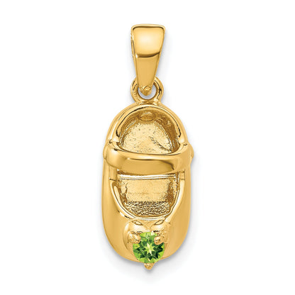 10K Yellow Gold 10K 3-D August/Synthetic Stone Engraveable Baby Shoe Charm