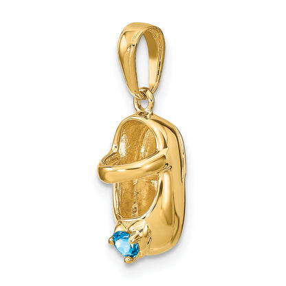 10K Yellow Gold 10K 3-D December/Synthetic Stone Engraveable Baby Shoe Charm