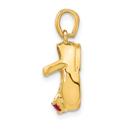 10K Yellow Gold 10K 3-D July/Synthetic Stone Engraveable Baby Shoe Charm
