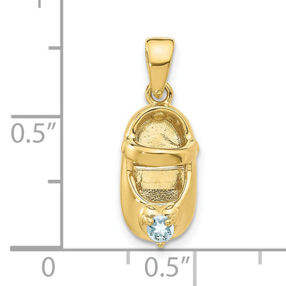 10K Yellow Gold 10K 3-D March/Synthetic Stone Engraveable Baby Shoe Charm