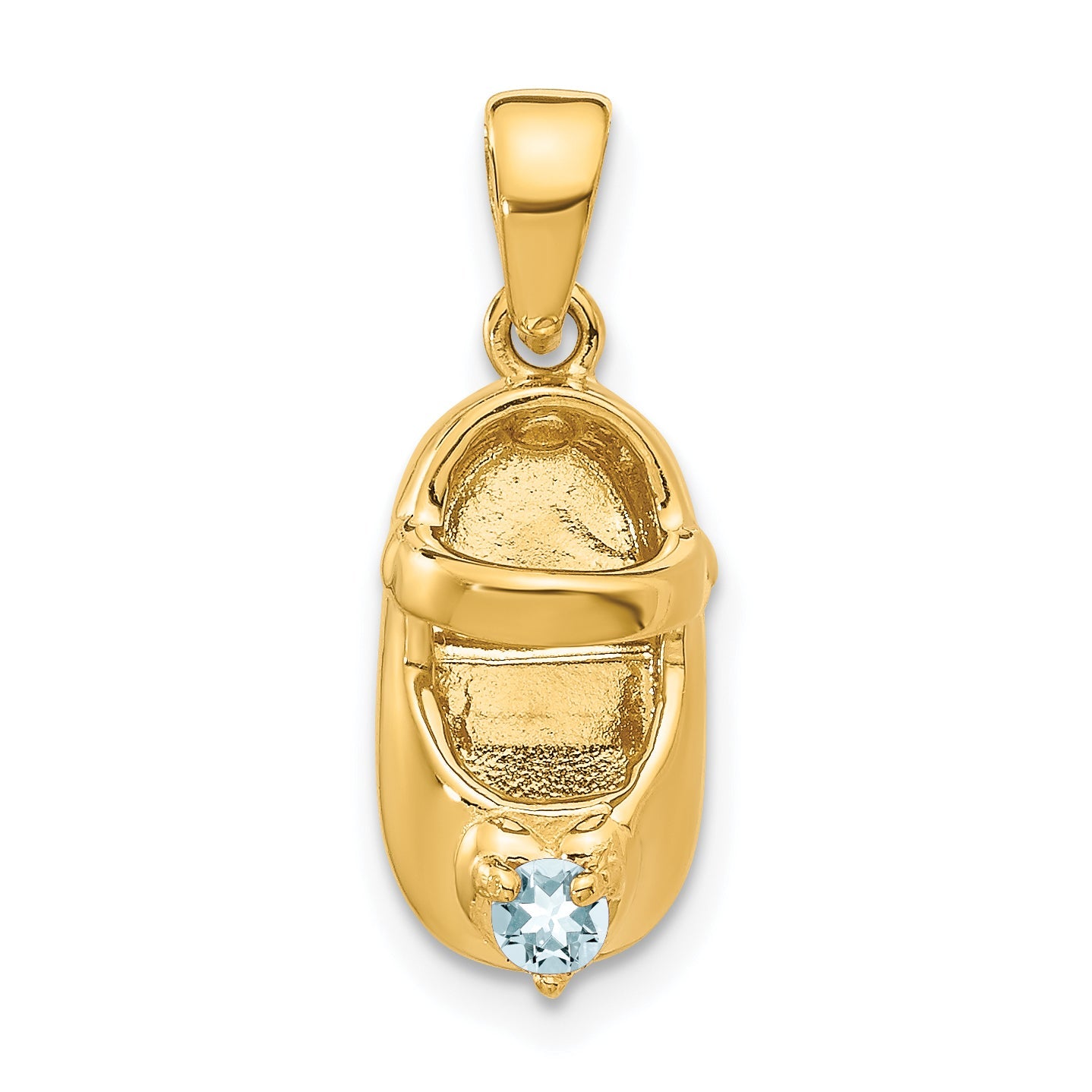 10K Yellow Gold 10K 3-D March/Synthetic Stone Engraveable Baby Shoe Charm