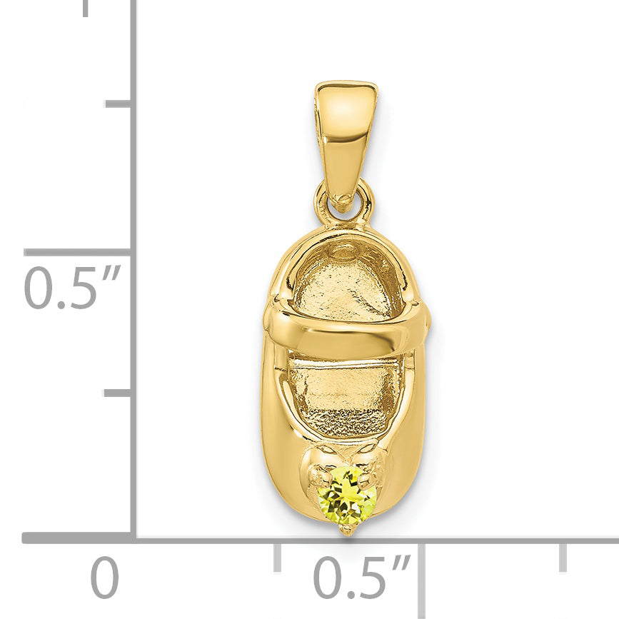 10K Yellow Gold 3-D November/Synthetic Stone Engraveable Baby Shoe Charm