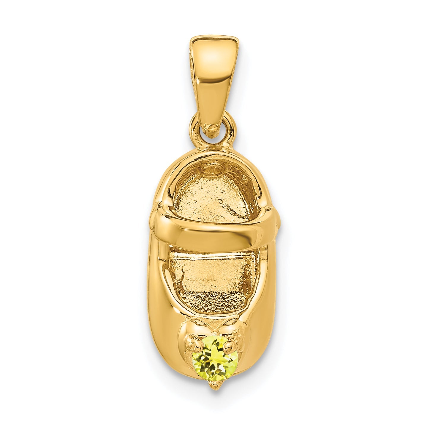 10K Yellow Gold 3-D November/Synthetic Stone Engraveable Baby Shoe Charm
