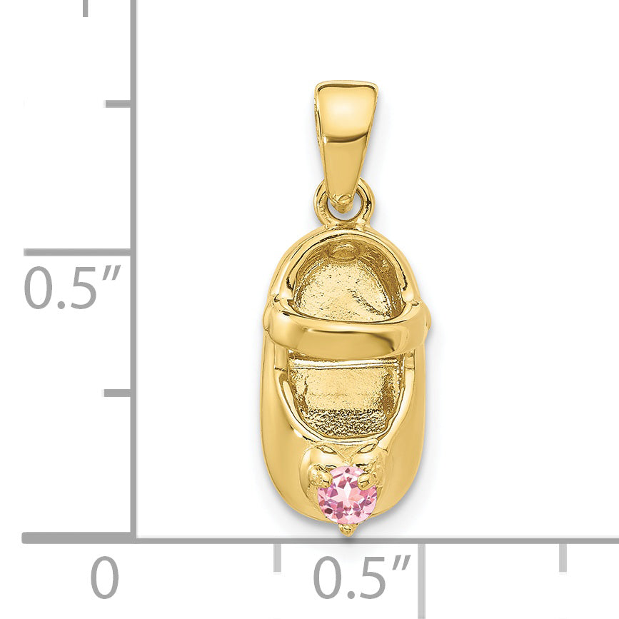 10K Yellow Gold 10K 3-D October/Synthetic Stone Engraveable Shoe Charm