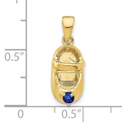 10K Yellow Gold 10K 3-D September/Synthetic Stone Engraveable Baby Shoe Charm