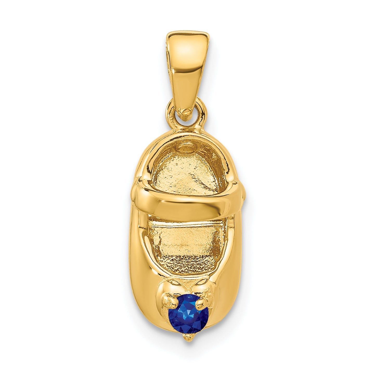 10K Yellow Gold 10K 3-D September/Synthetic Stone Engraveable Baby Shoe Charm