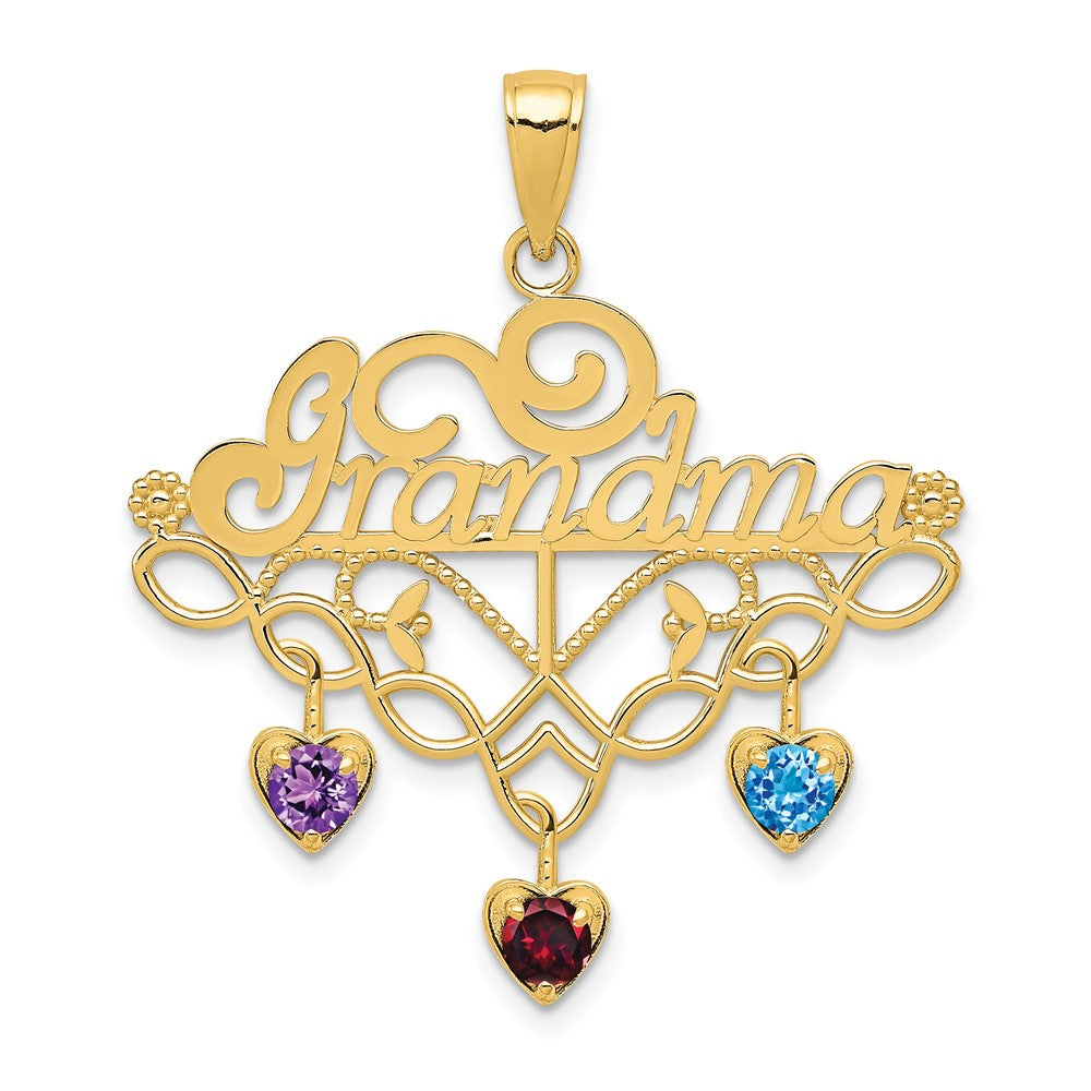 10K Yellow Gold 10K Grandma Birthstone Charm Holder Pendant