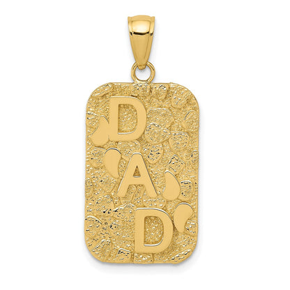 10K Yellow Gold 10K Dad Nugget Dog Tag Pendant