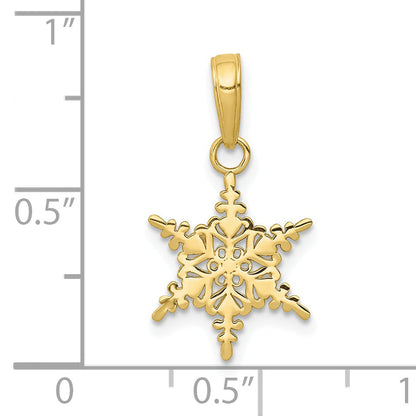 10K Yellow Gold Small Snowflake Pendant