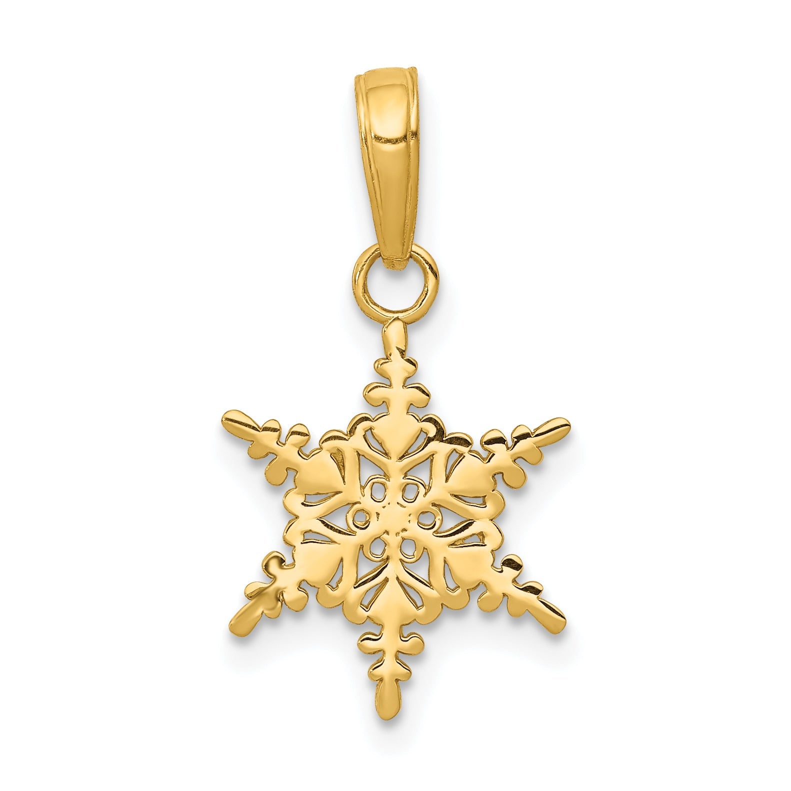 10K Yellow Gold Small Snowflake Pendant