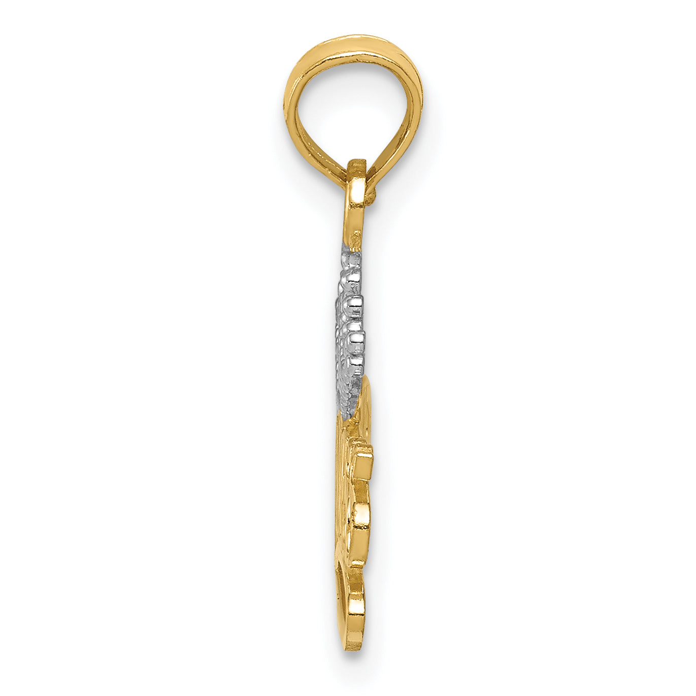 10K Yellow W/Rhodium Princess W/White Crown Charm