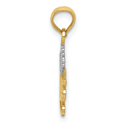 10K Yellow W/Rhodium Princess W/White Crown Charm