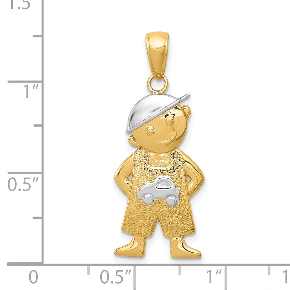 10K Yellow W/Rhodium & Rhodium Boy W/Hands In Pockets Pendant