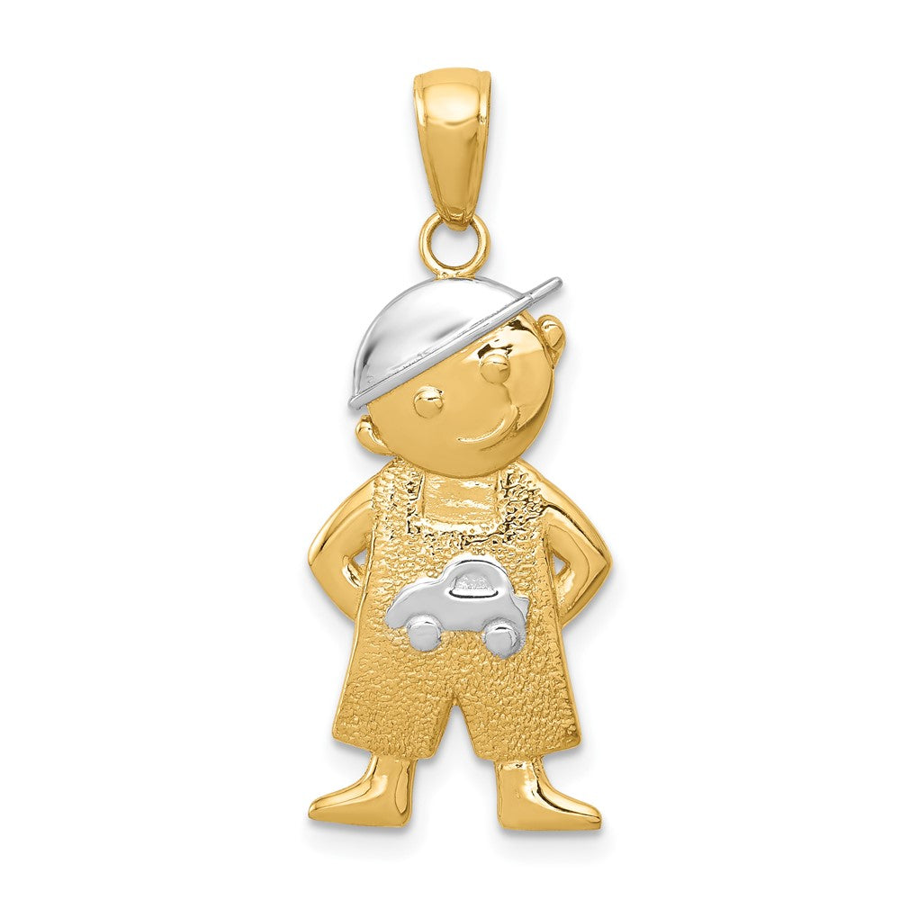 10K Yellow W/Rhodium & Rhodium Boy W/Hands In Pockets Pendant