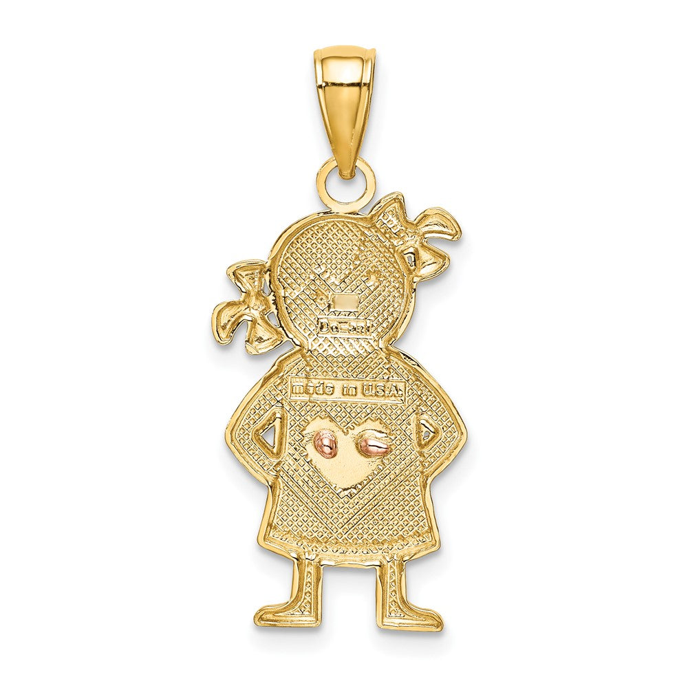 10K Two-Tone Yellow & Rose Gold W/Rhodium Girl Pendant
