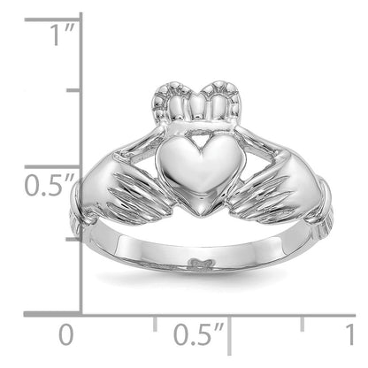 10K White Gold Men'S Claddagh Ring