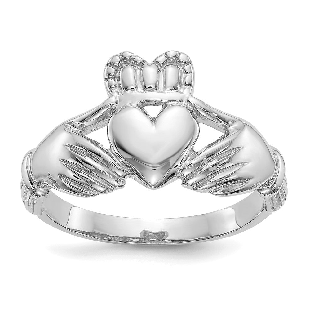 10K White Gold Men'S Claddagh Ring