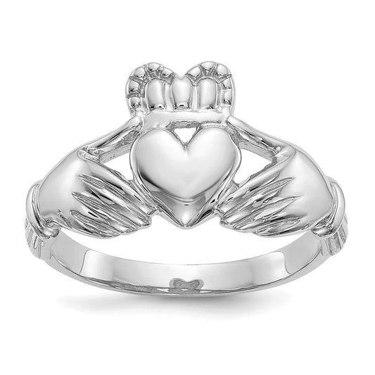 10K White Gold Men'S Claddagh Ring