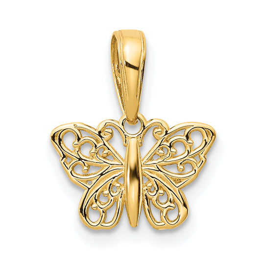 10K Yellow Gold 10K Filigree Butterfly Charm
