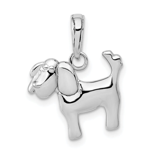 10K White Gold Polished Dog Charm
