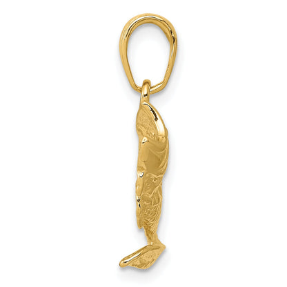 10K Yellow Gold Large Mouth Bass Fish Small Charm