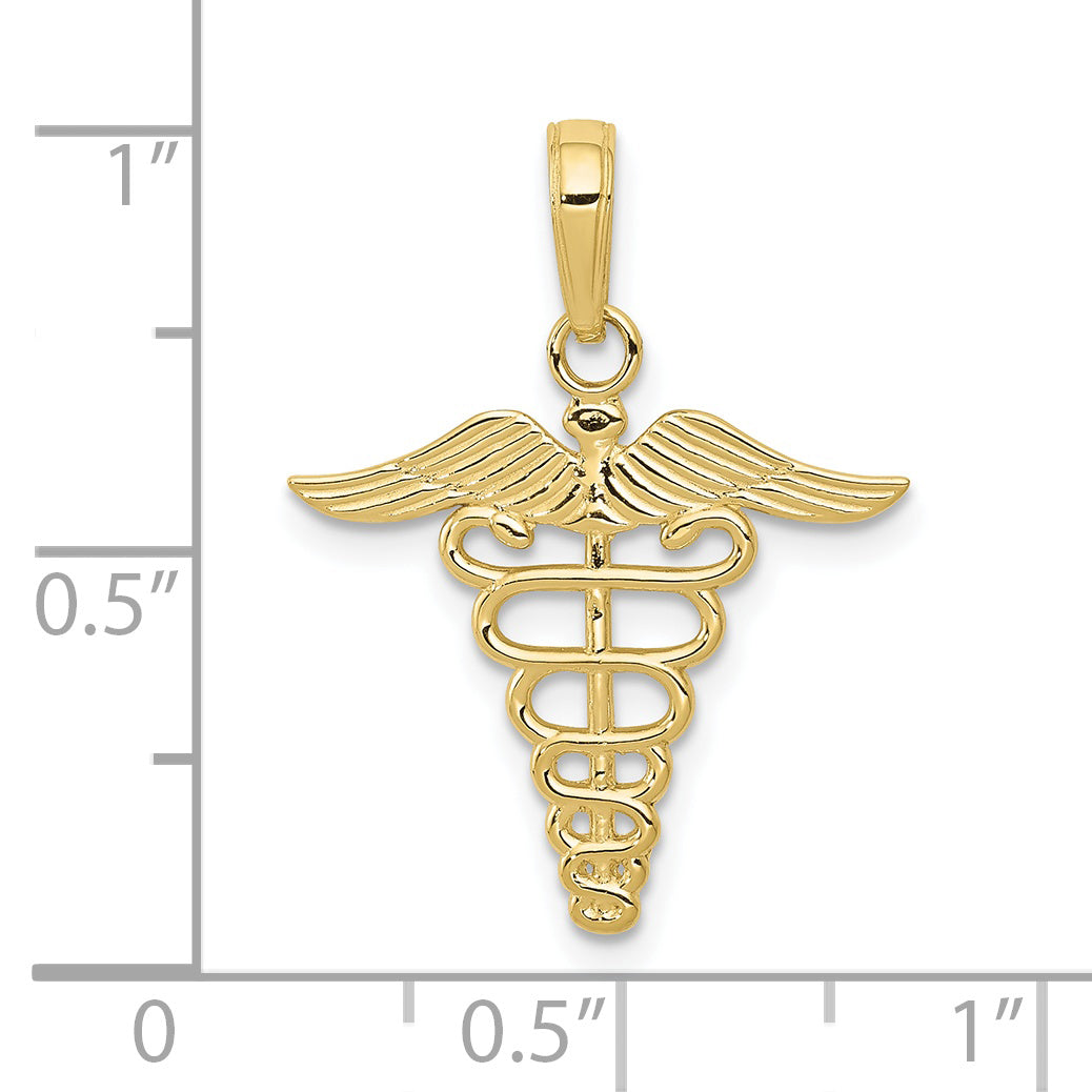 10K Yellow Gold Caduceus Pendant