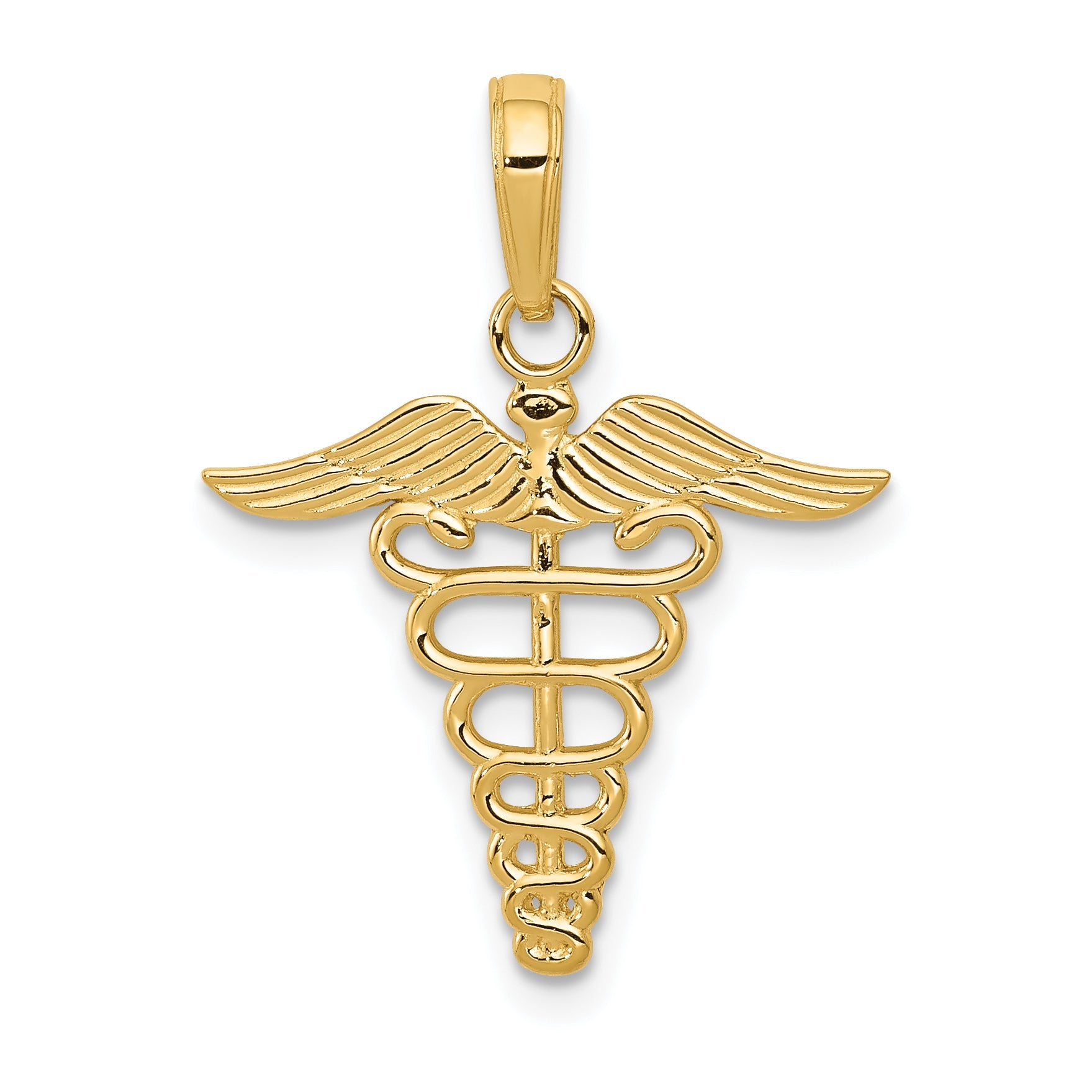 10K Yellow Gold Caduceus Pendant